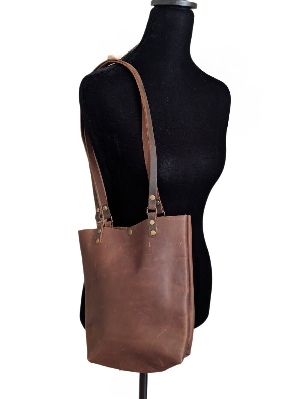 In Blue Artisan Handtooled Leather Shoulder/bucket/tote bag
